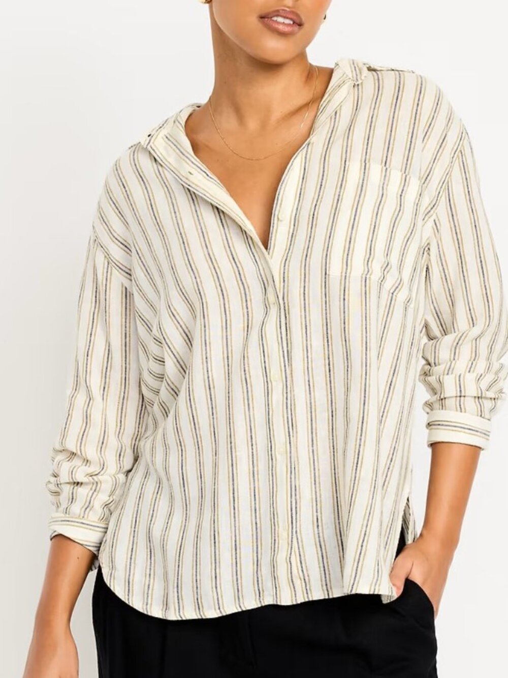 NWT Old Navy Linen-Blend Shirt (Natural) XS